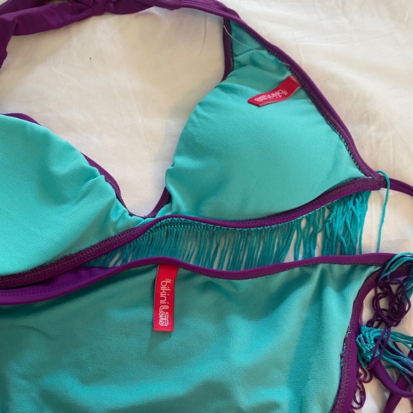 Bikini Lab purple and teal fringe bikini Sz M - Picture 3 of 3
